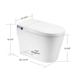 Unikoo Smart Toilet - Auto Open/Close, One Piece Elongated Design, LED Display ADA Compliant Comfort Height Toilet, Foot Sensor Flush, Auto Flush System, Heated Seat, Night Light for Modern Bathroom