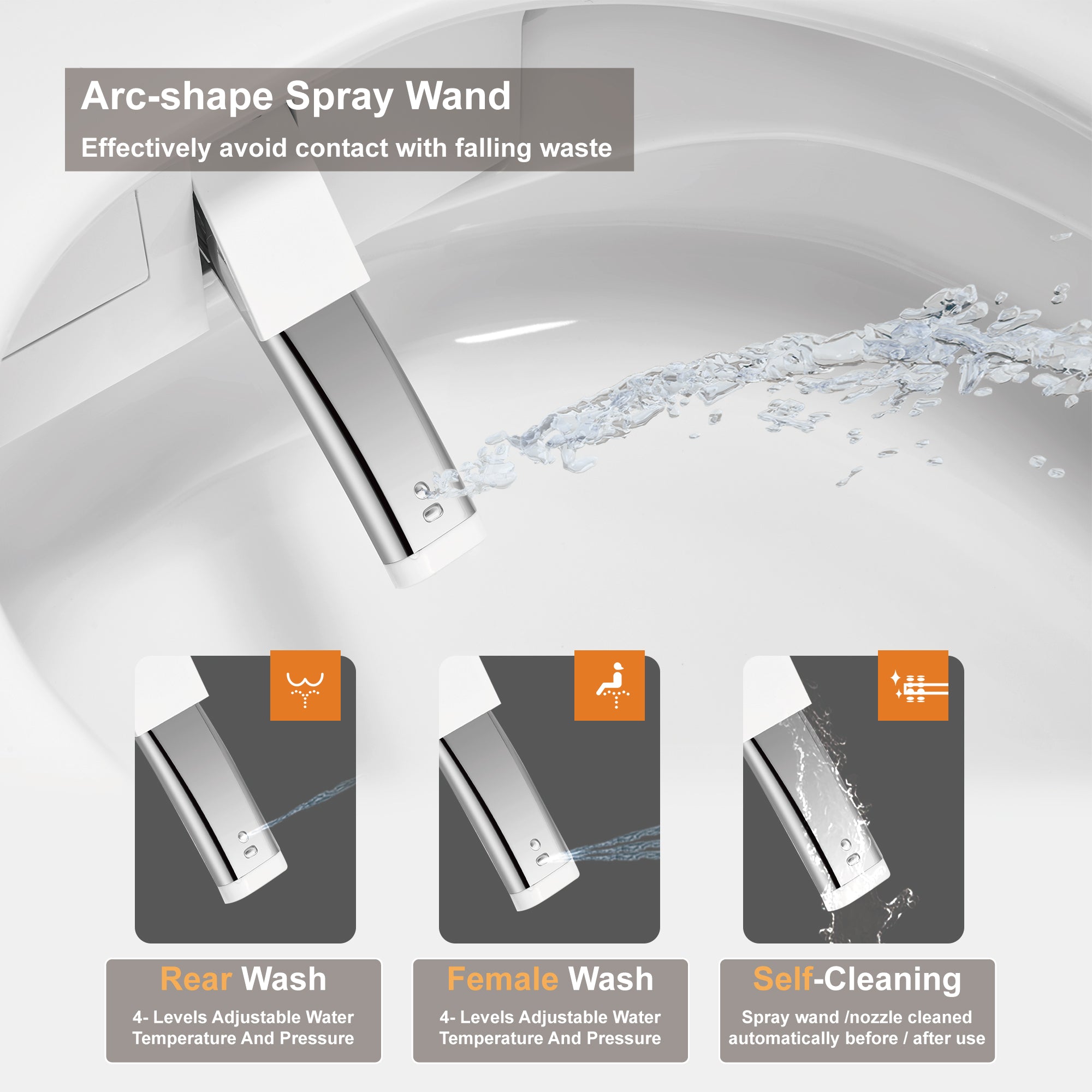 Unikoo Smart Toilet - Auto Open/Close, One Piece Elongated Design, LED Display ADA Compliant Comfort Height Toilet, Foot Sensor Flush, Auto Flush System, Heated Seat, Night Light for Modern Bathroom