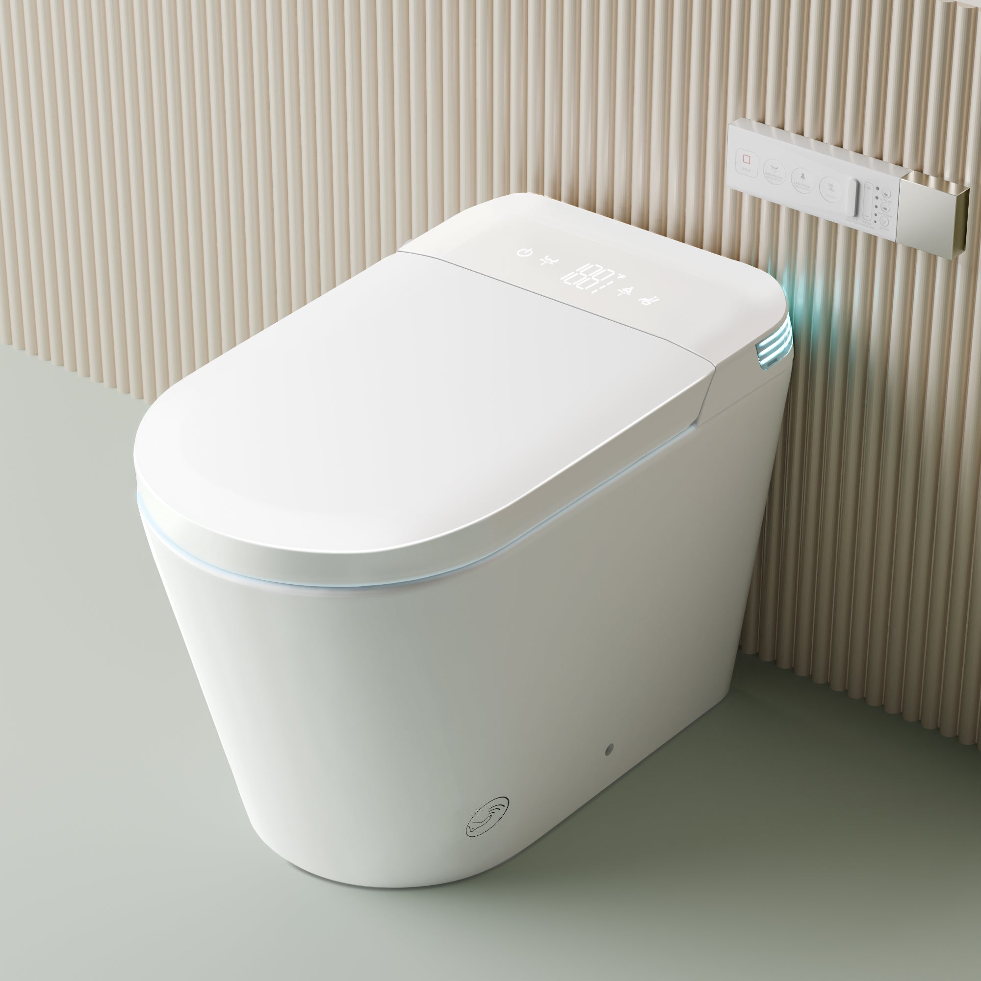 Unikoo Smart Toilet - Auto Open/Close, One Piece Elongated Design, LED Display ADA Compliant Comfort Height Toilet, Foot Sensor Flush, Auto Flush System, Heated Seat, Night Light for Modern Bathroom