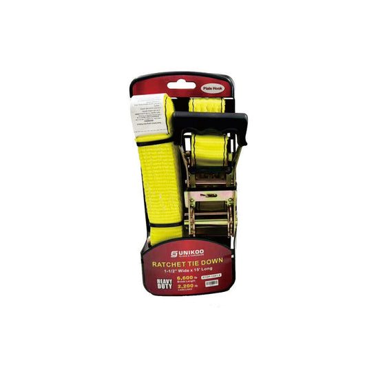 UNIKOO 15' X 1.5in RATCHET TIE DOWN W/PLATE HOOK