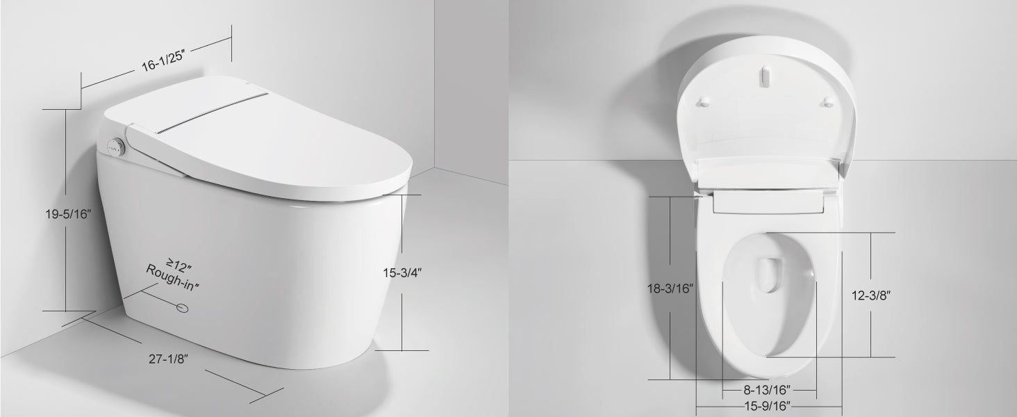 Unikoo One-Piece Smart Toilet with Auto Open/Close Lid, Foot Sensor Flush, Heated Seat & ADA Comfort Height