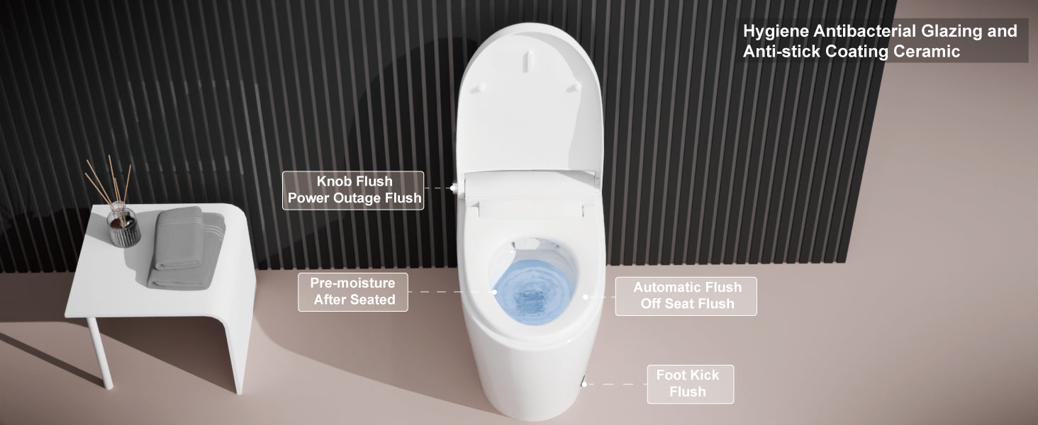 Unikoo One-Piece Smart Toilet with Auto Open/Close Lid, Foot Sensor Flush, Heated Seat & ADA Comfort Height
