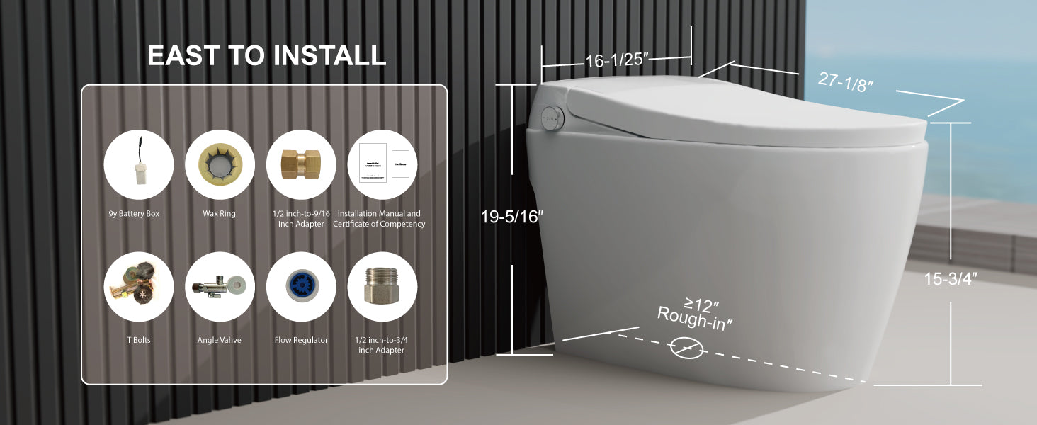 Unikoo One-Piece Smart Toilet with Auto Open/Close Lid, Foot Sensor Flush, Heated Seat & ADA Comfort Height