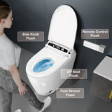 Unikoo Smart Toilet - Auto Open/Close, One Piece Elongated Design, LED Display ADA Compliant Comfort Height Toilet, Foot Sensor Flush, Auto Flush System, Heated Seat, Night Light for Modern Bathroom