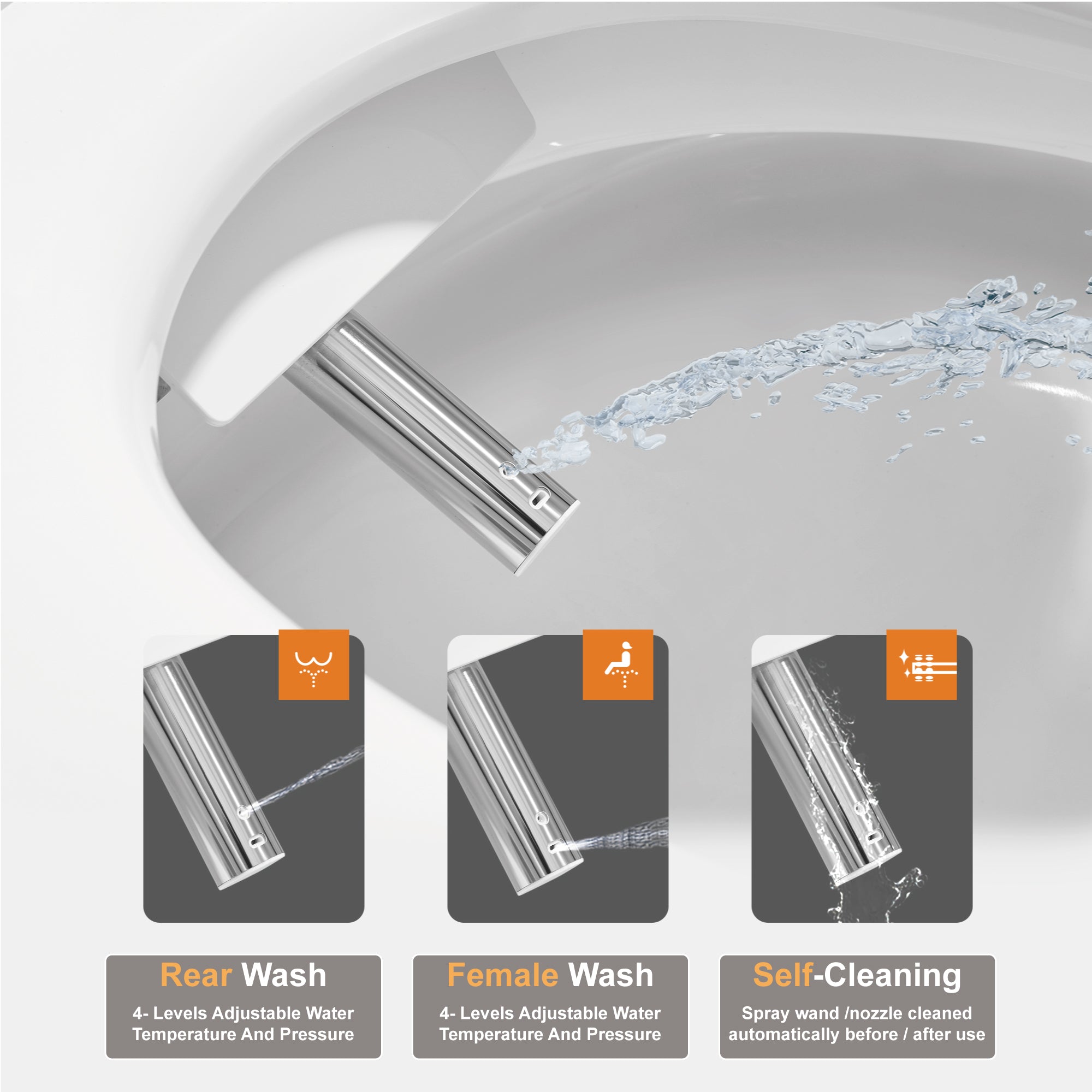 Unikoo Smart Toilet - Auto Open/Close, One Piece Elongated Design, LED Display ADA Compliant Comfort Height Toilet, Foot Sensor Flush, Auto Flush System, Heated Seat, Night Light for Modern Bathroom