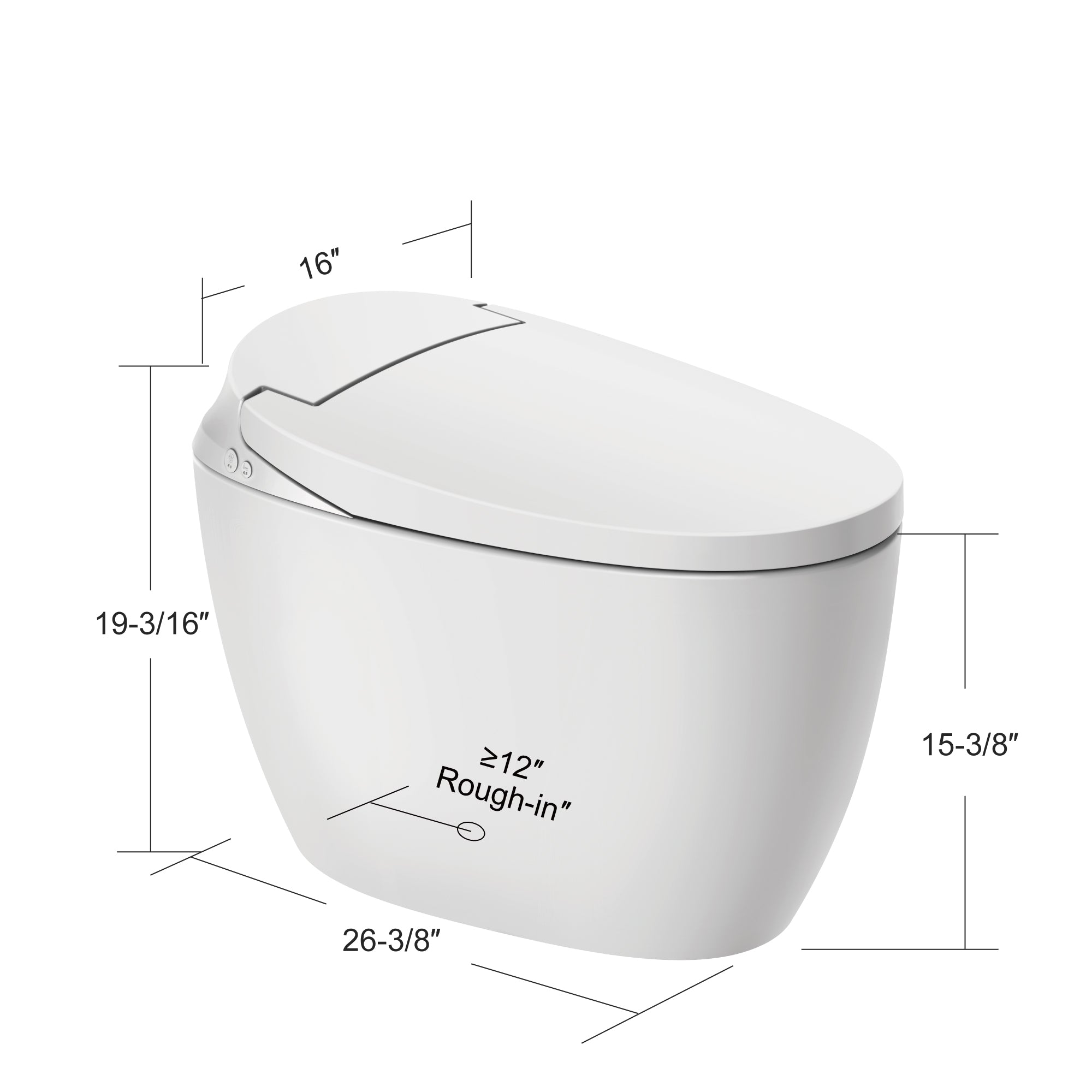 Unikoo Smart Toilet, One Piece Elongated Toilet with Foot Sensor, ADA Comfort Height, Blackout Flush, Auto Flush, Heated Seat, Nightlight for Bathroom