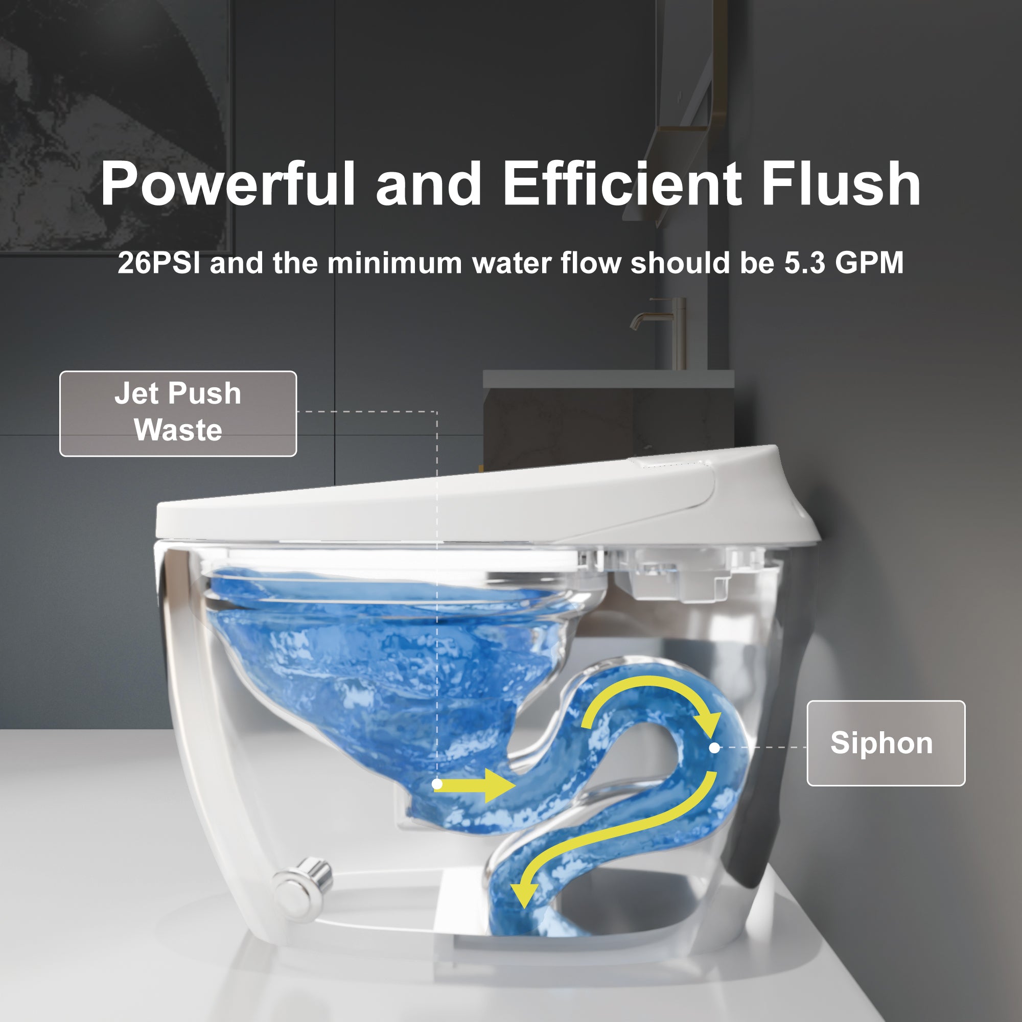 Unikoo Smart Toilet, One Piece Elongated Toilet with Foot Sensor, ADA Comfort Height, Blackout Flush, Auto Flush, Heated Seat, Nightlight for Bathroom