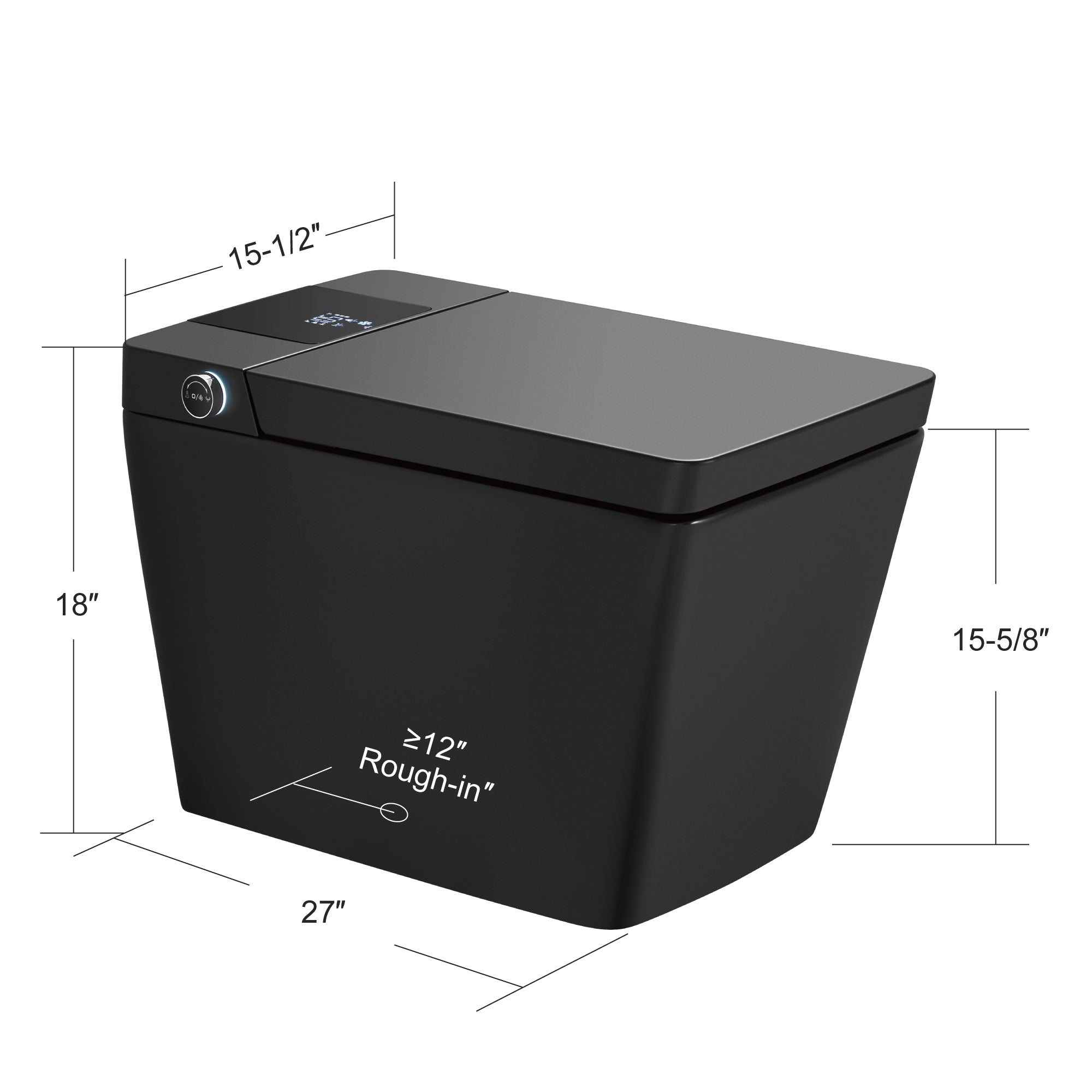 Unikoo Smart Toilet - Auto Open/Close, One Piece Elongated Design, LED Display ADA Compliant Comfort Height Toilet, Foot Sensor Flush, Auto Flush System, Heated Seat, Night Light for Modern Bathroom