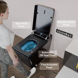 Unikoo Smart Toilet - Auto Open/Close, One Piece Elongated Design, LED Display ADA Compliant Comfort Height Toilet, Foot Sensor Flush, Auto Flush System, Heated Seat, Night Light for Modern Bathroom