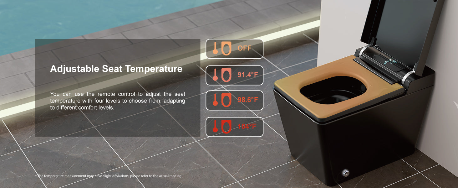 Unikoo Smart Toilet - Auto Open/Close, One Piece Elongated Design, LED Display ADA Compliant Comfort Height Toilet, Foot Sensor Flush, Auto Flush System, Heated Seat, Night Light for Modern Bathroom