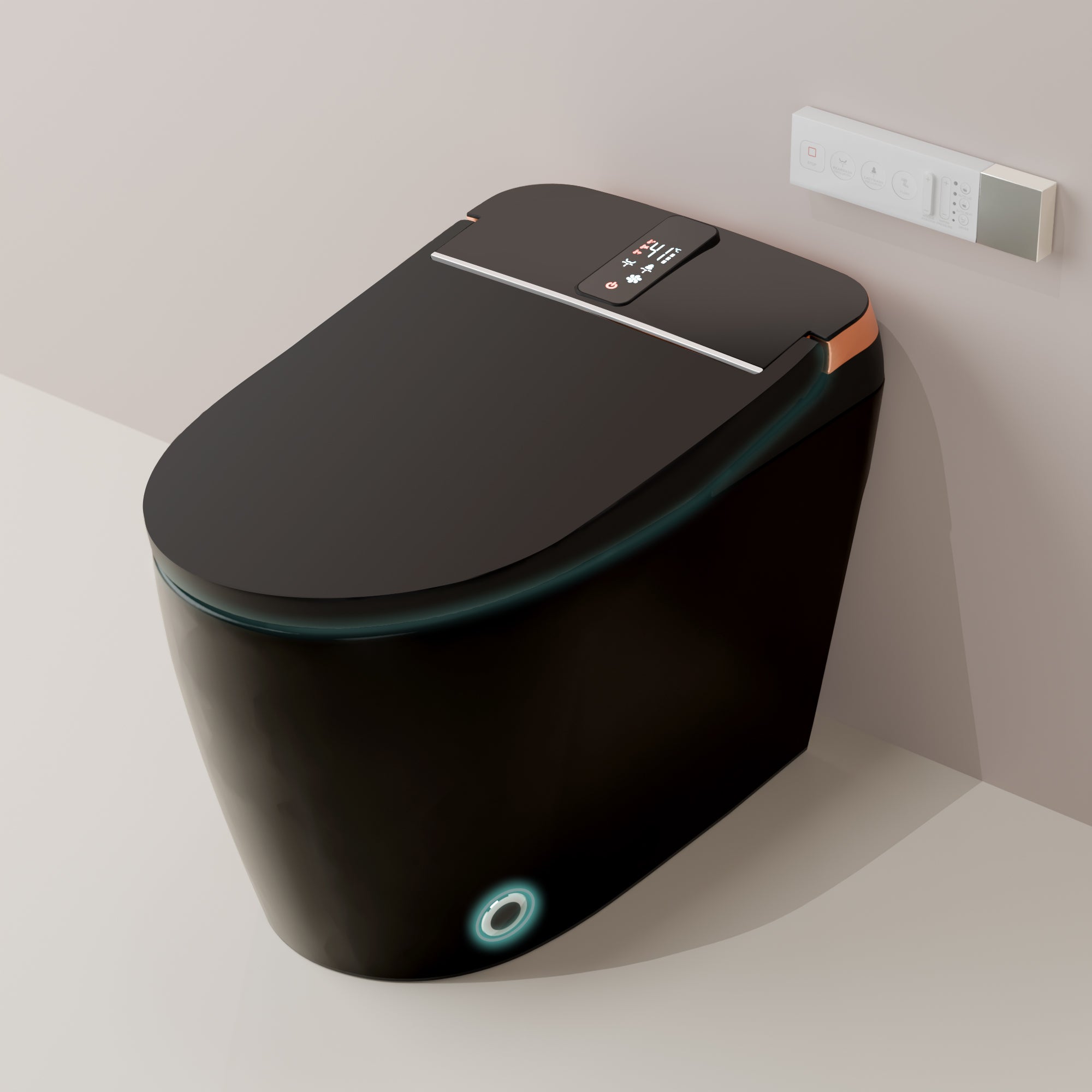 Unikoo Smart Toilet - Auto Open/Close, One Piece Elongated Design, LED Display ADA Compliant Comfort Height Toilet, Foot Sensor Flush, Auto Flush System, Heated Seat, Night Light for Modern Bathroom