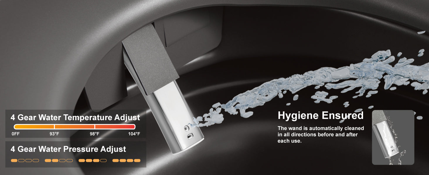 Unikoo Smart Toilet - Auto Open/Close, One Piece Elongated Design, LED Display ADA Compliant Comfort Height Toilet, Foot Sensor Flush, Auto Flush System, Heated Seat, Night Light for Modern Bathroom