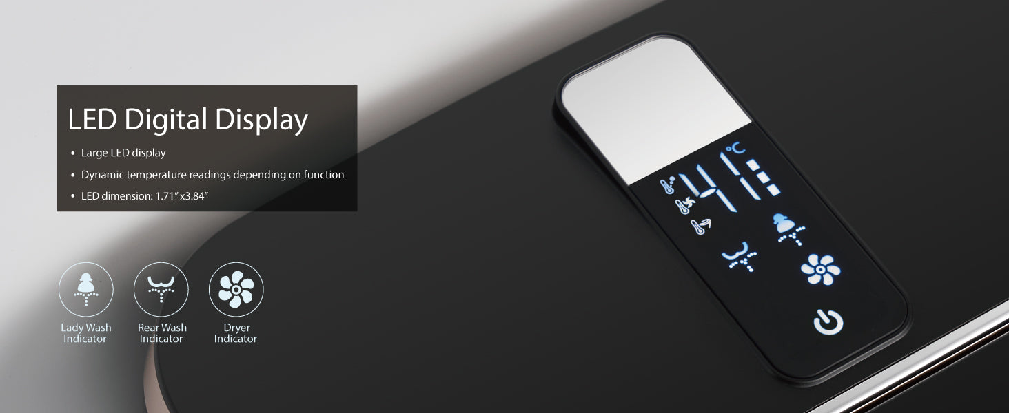 Unikoo Smart Toilet - Auto Open/Close, One Piece Elongated Design, LED Display ADA Compliant Comfort Height Toilet, Foot Sensor Flush, Auto Flush System, Heated Seat, Night Light for Modern Bathroom