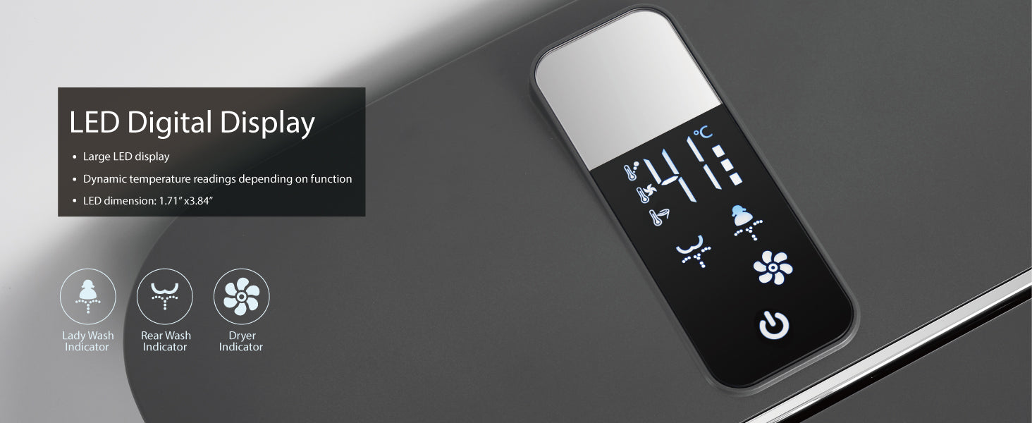 Unikoo Smart Toilet - Auto Open/Close, One Piece Elongated Design, LED Display ADA Compliant Comfort Height Toilet, Foot Sensor Flush, Auto Flush System, Heated Seat, Night Light for Modern Bathroom