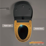 Unikoo Smart Toilet - Auto Open/Close, One Piece Elongated Design, LED Display ADA Compliant Comfort Height Toilet, Foot Sensor Flush, Auto Flush System, Heated Seat, Night Light for Modern Bathroom