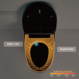 Unikoo Smart Toilet - Auto Open/Close, One Piece Elongated Design, LED Display ADA Compliant Comfort Height Toilet, Foot Sensor Flush, Auto Flush System, Heated Seat, Night Light for Modern Bathroom