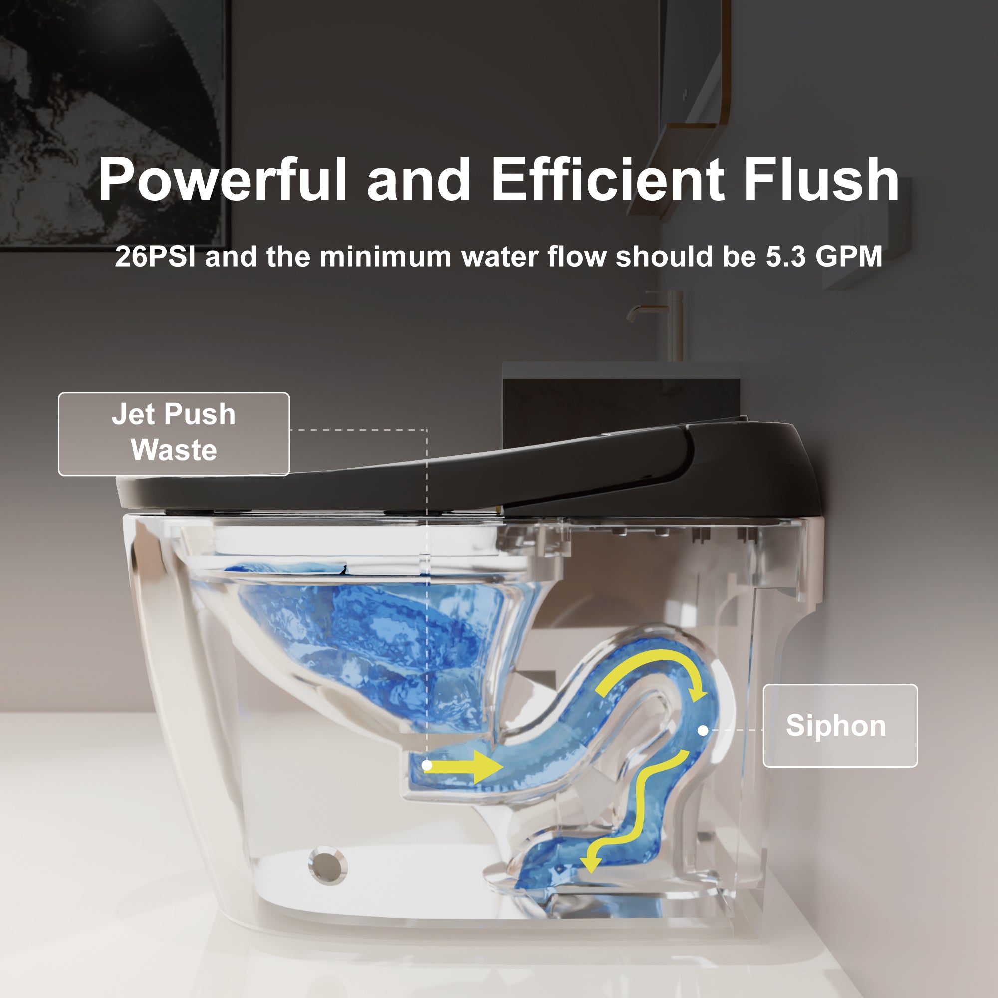 Unikoo Smart Toilet - Auto Open/Close, One Piece Elongated Design, LED Display ADA Compliant Comfort Height Toilet, Foot Sensor Flush, Auto Flush System, Heated Seat, Night Light for Modern Bathroom