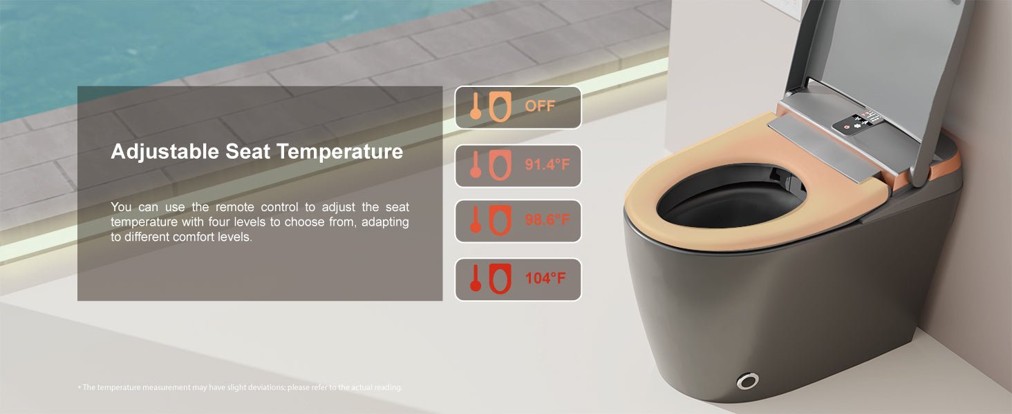 Unikoo Smart Toilet - Auto Open/Close, One Piece Elongated Design, LED Display ADA Compliant Comfort Height Toilet, Foot Sensor Flush, Auto Flush System, Heated Seat, Night Light for Modern Bathroom