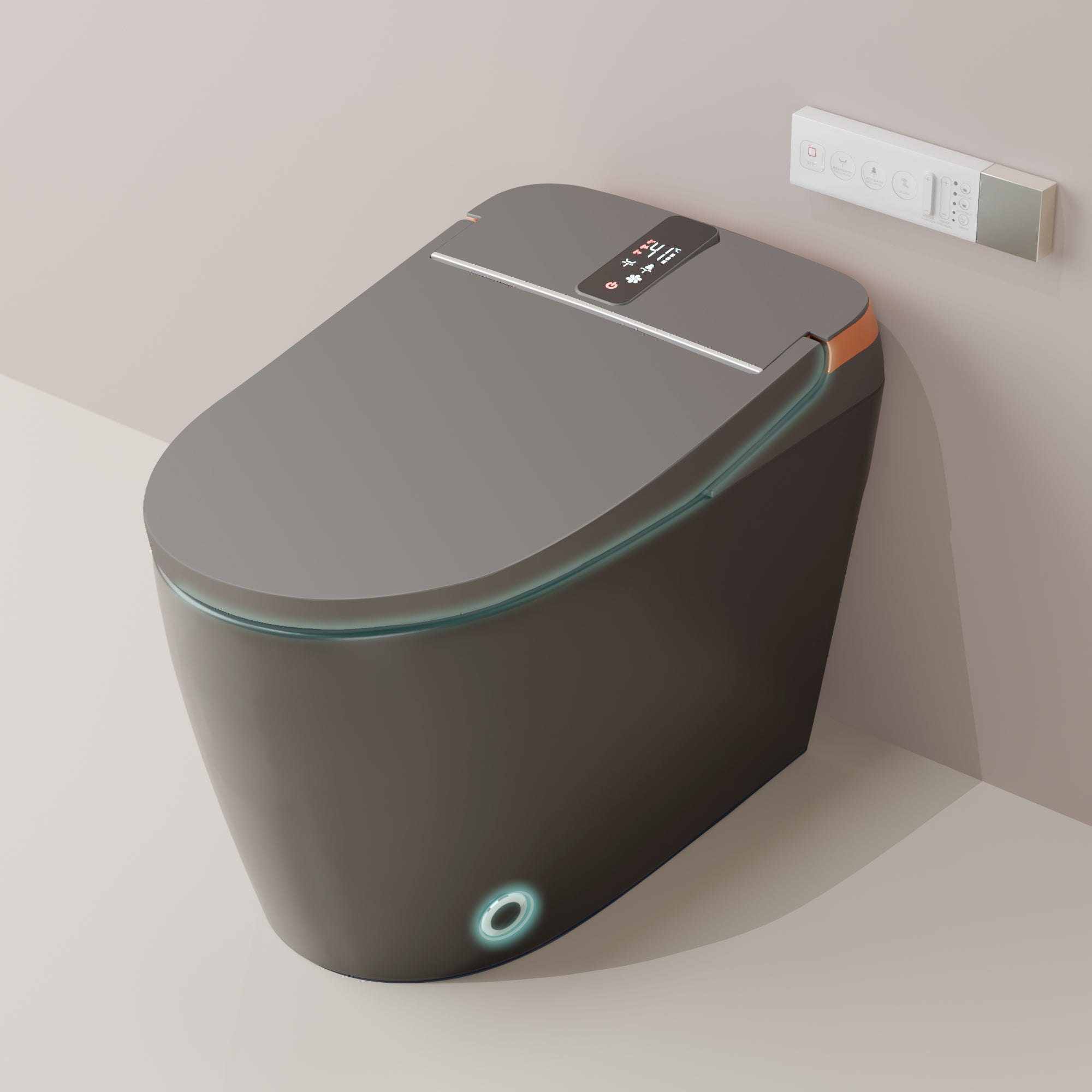 Unikoo Smart Toilet - Auto Open/Close, One Piece Elongated Design, LED Display ADA Compliant Comfort Height Toilet, Foot Sensor Flush, Auto Flush System, Heated Seat, Night Light for Modern Bathroom