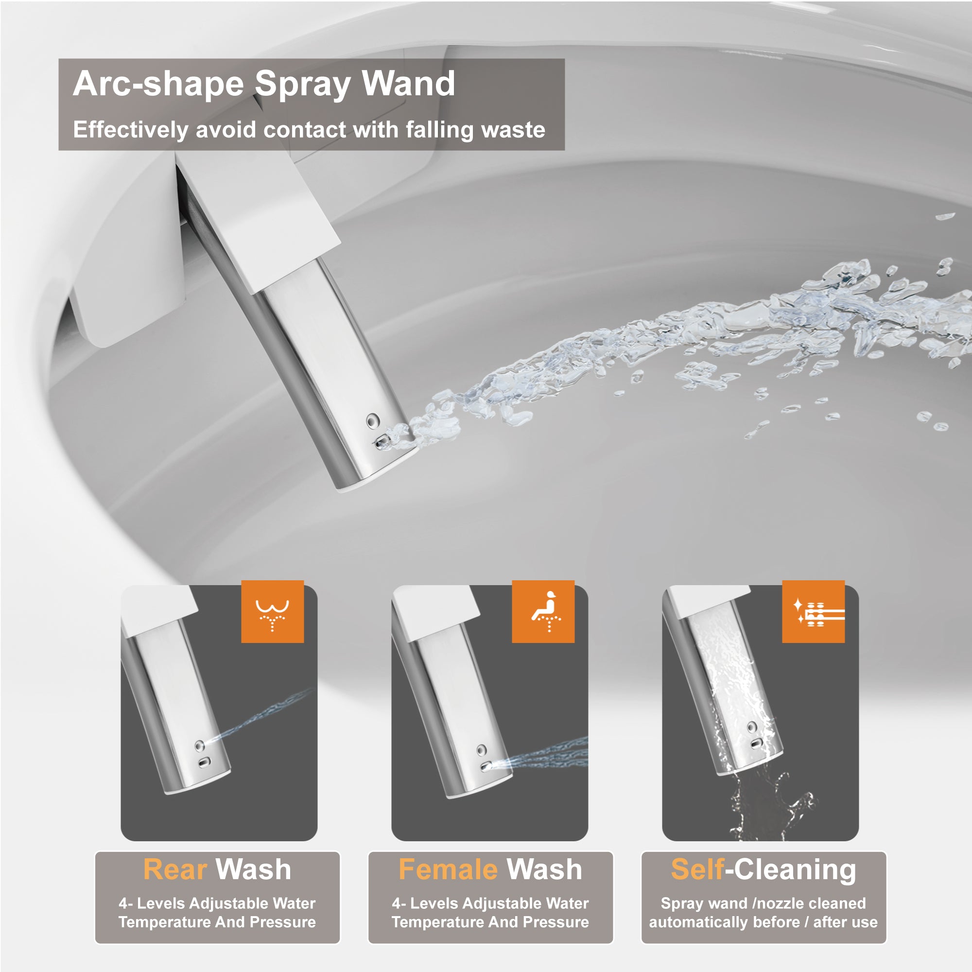 Unikoo Smart Toilet - Auto Open/Close, One Piece Elongated Design, LED Display ADA Compliant Comfort Height Toilet, Foot Sensor Flush, Auto Flush System, Heated Seat, Night Light for Modern Bathroom