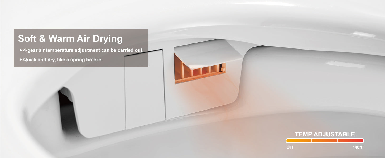 Unikoo Smart Toilet - Auto Open/Close, One Piece Elongated Design, LED Display ADA Compliant Comfort Height Toilet, Foot Sensor Flush, Auto Flush System, Heated Seat, Night Light for Modern Bathroom