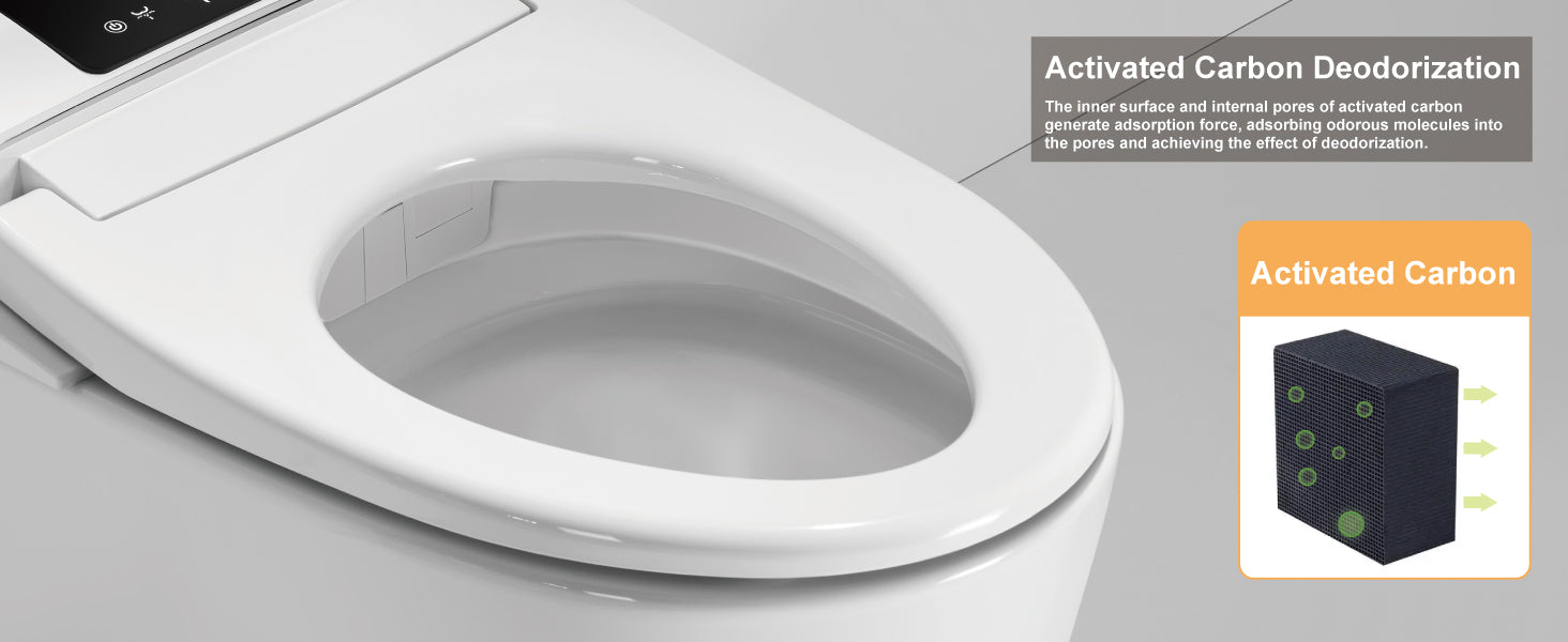 Unikoo Smart Toilet - Auto Open/Close, One Piece Elongated Design, LED Display ADA Compliant Comfort Height Toilet, Foot Sensor Flush, Auto Flush System, Heated Seat, Night Light for Modern Bathroom