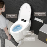 Unikoo Smart Toilet - Auto Open/Close, One Piece Elongated Design, LED Display ADA Compliant Comfort Height Toilet, Foot Sensor Flush, Auto Flush System, Heated Seat, Night Light for Modern Bathroom