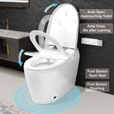 Unikoo Smart Toilet - Auto Open/Close, One Piece Elongated Design, LED Display ADA Compliant Comfort Height Toilet, Foot Sensor Flush, Auto Flush System, Heated Seat, Night Light for Modern Bathroom