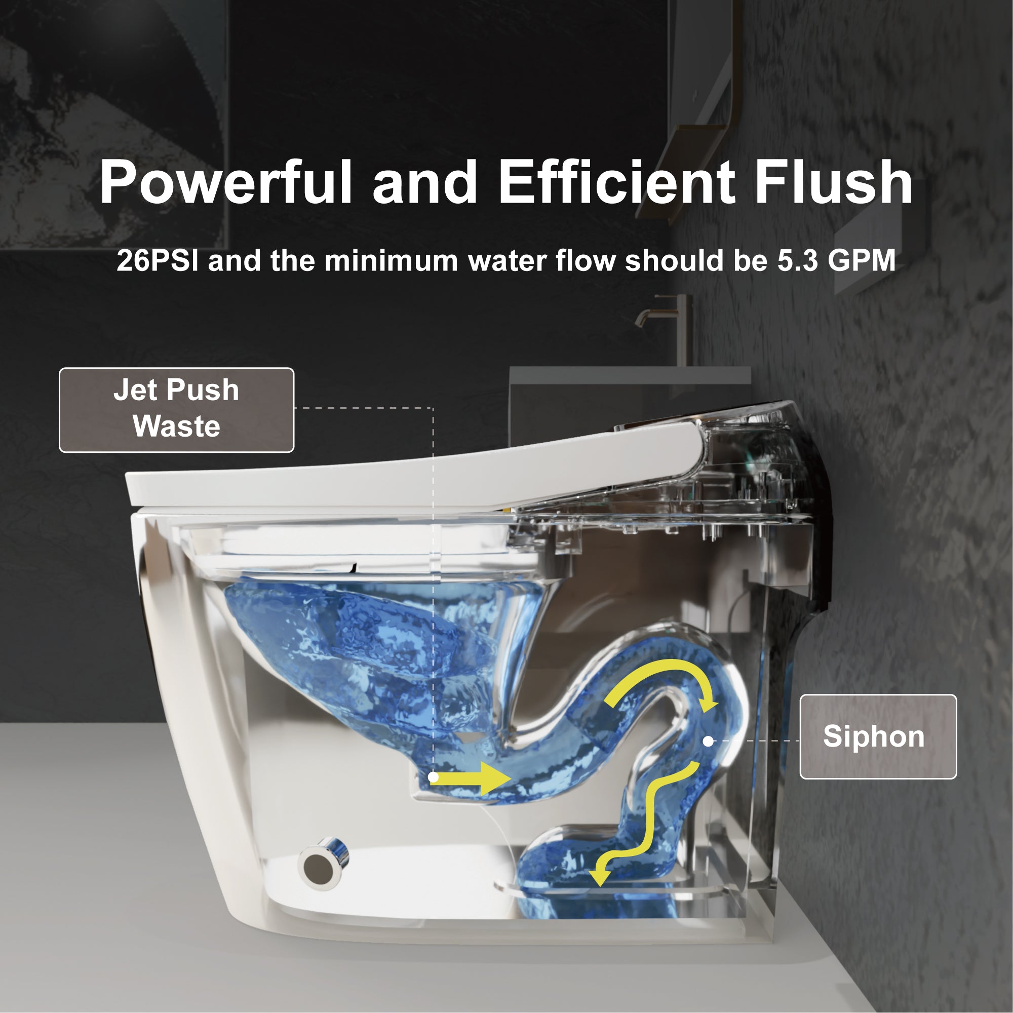 Unikoo Smart Toilet - Auto Open/Close, One Piece Elongated Design, LED Display ADA Compliant Comfort Height Toilet, Foot Sensor Flush, Auto Flush System, Heated Seat, Night Light for Modern Bathroom