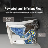 Unikoo Smart Toilet - Auto Open/Close, One Piece Elongated Design, LED Display ADA Compliant Comfort Height Toilet, Foot Sensor Flush, Auto Flush System, Heated Seat, Night Light for Modern Bathroom