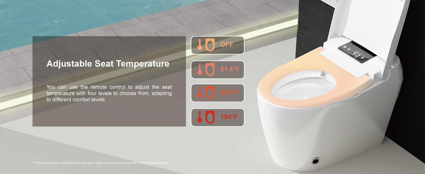 Unikoo Smart Toilet - Auto Open/Close, One Piece Elongated Design, LED Display ADA Compliant Comfort Height Toilet, Foot Sensor Flush, Auto Flush System, Heated Seat, Night Light for Modern Bathroom