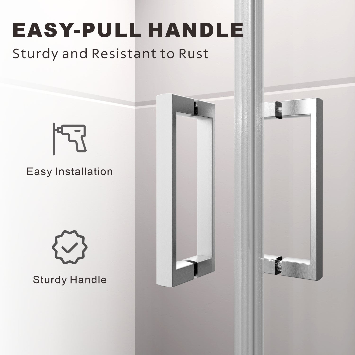 UK-E 40" L x 40" W x 72" H Square Corner Shower Door, Durable Aluminum Sliding Shower Enclosure with Enduro Shield 1/4" ANSI Certified Tempered Glass
