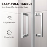 UK-E 40" L x 40" W x 72" H Square Corner Shower Door, Durable Aluminum Sliding Shower Enclosure with Enduro Shield 1/4" ANSI Certified Tempered Glass