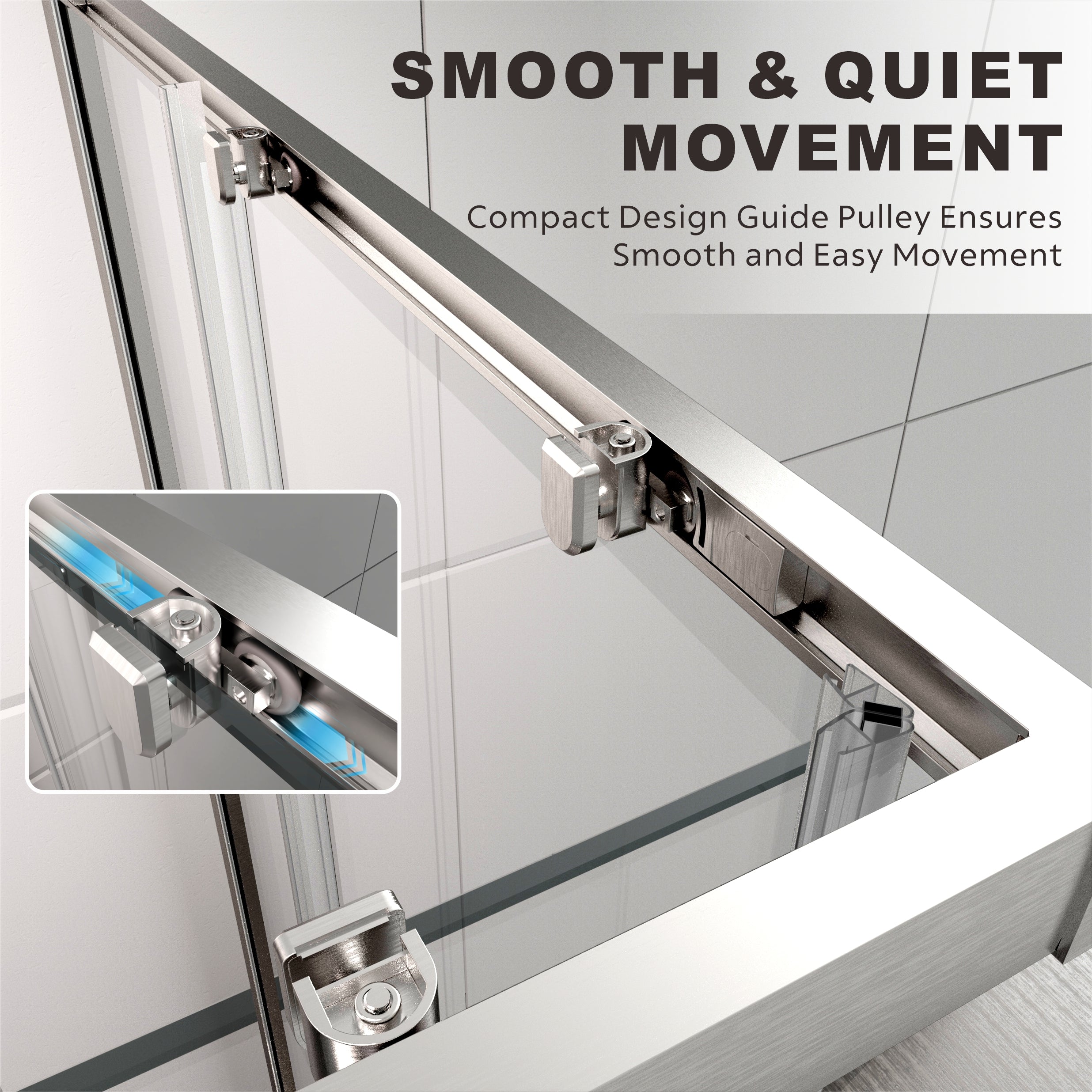 UK-E 40" L x 40" W x 72" H Square Corner Shower Door, Durable Aluminum Sliding Shower Enclosure with Enduro Shield 1/4" ANSI Certified Tempered Glass