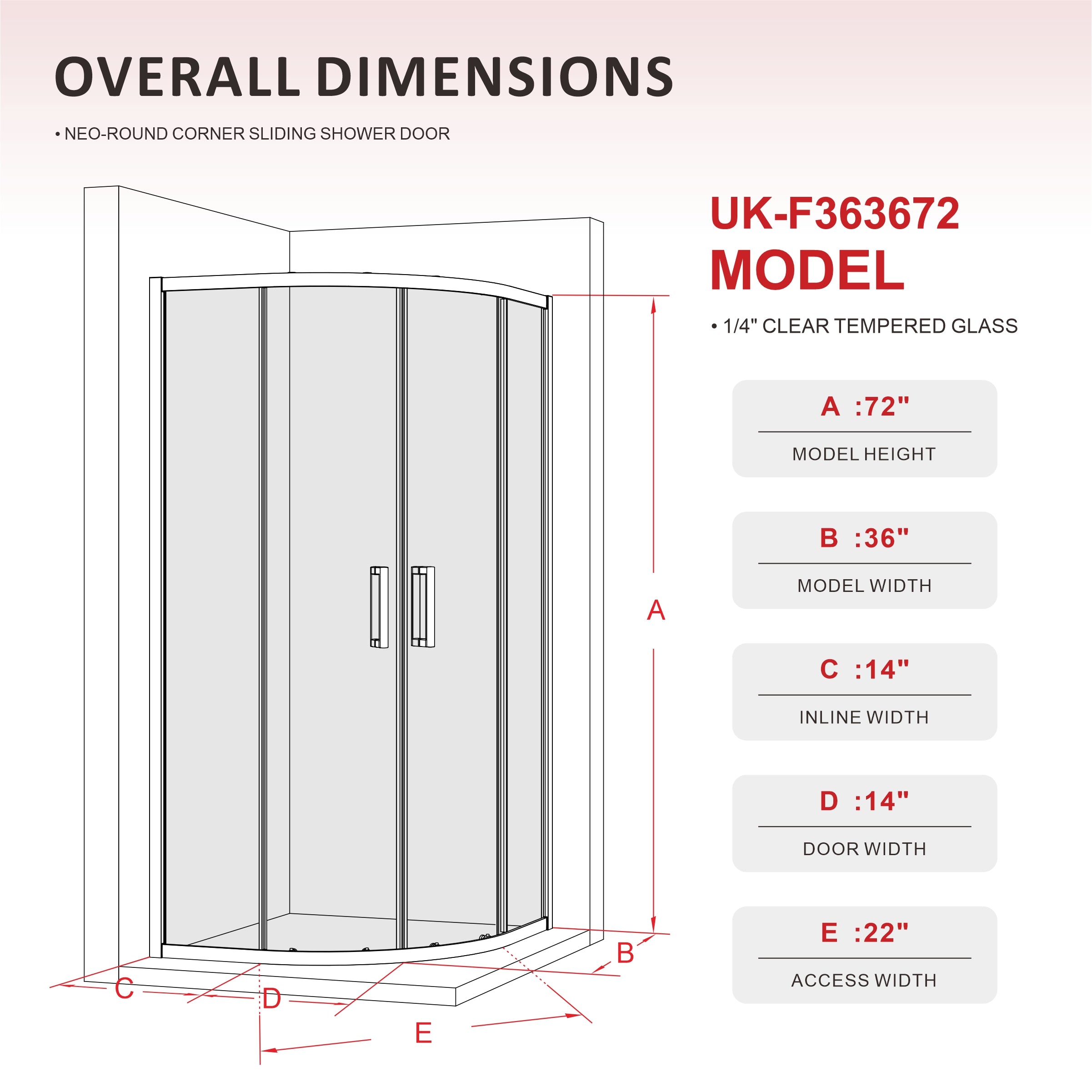 UK-F 32" L x 32" W x 72" H Square Corner Shower Door, Durable Aluminum Sliding Shower Enclosure with EnduroShield 1/4" ANSI Certified Tempered Glass