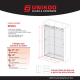 UKD01-56 to 60 in. W x 66 in. 2FP H Double Sliding Frameless Shower Door, EnduroShield 3/8 in. Clear Glass