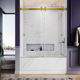 UKD01-56 to 60 in. W x 66 in. 2FP H Double Sliding Frameless Shower Door, EnduroShield 3/8 in. Clear Glass