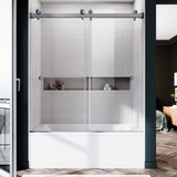 UKD01-56 to 60 in. W x 66 in. 2FP H Double Sliding Frameless Shower Door, EnduroShield 3/8 in. Clear Glass