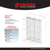 UKD01-56 to 60 in. W x 66 in. 2FP H Double Sliding Frameless Shower Door, EnduroShield 3/8 in. Clear Glass