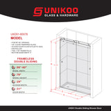 UKD01-56 to 60 in. W x 66 in. 2FP H Double Sliding Frameless Shower Door, EnduroShield 3/8 in. Clear Glass
