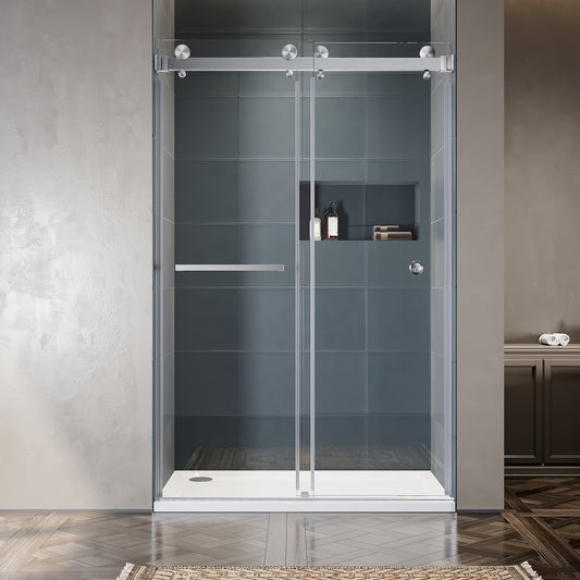 UKD01-46 to 49 in. W x 76 or 80 in. H Double Sliding Frameless Shower Door Enduro Shield 3/8 in. Clear Glass