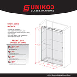 UKD01-46 to 49 in. W x 76 or 80 in. H Double Sliding Frameless Shower Door Enduro Shield 3/8 in. Clear Glass -wholesale