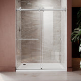 UKD01 - 50 to 55 in. W x 76 or 80 in. H Double Sliding Frameless Shower Door, EnduroShield 3/8 in. Clear Glass