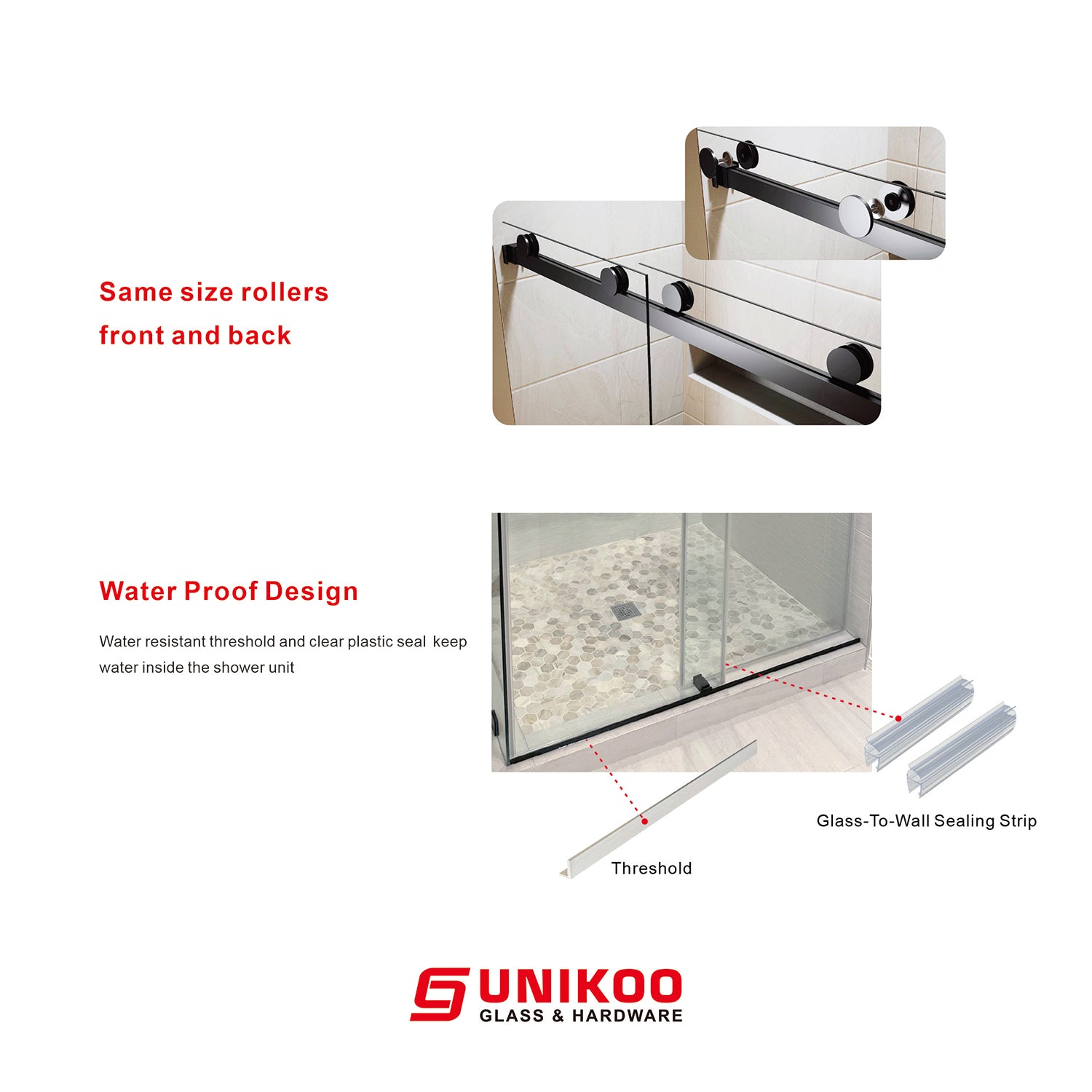 UKD01-56 to 60 in. W x 72 or 76 in. H Double Sliding Frameless Shower Door, Enduro Shield 3/8 in. Clear Glass -wholesale