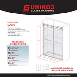 UKD01-56 to 60 in. W x 72 or 76 in. H Double Sliding Frameless Shower Door, Enduro Shield 3/8 in. Clear Glass -wholesale