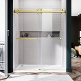 UKD01-56 to 60 in. W x 72 or 76 in. H Double Sliding Frameless Shower Door, Enduro Shield 3/8 in. Clear Glass -wholesale