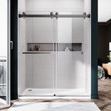UKD01-56 to 60 in. W x 72 or 76 in. H Double Sliding Frameless Shower Door, Enduro Shield 3/8 in. Clear Glass -wholesale