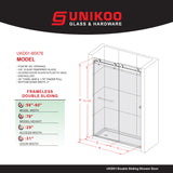 UKD01-56 to 60 in. W x 72 or 76 in. H Double Sliding Frameless Shower Door, Enduro Shield 3/8 in. Clear Glass -wholesale