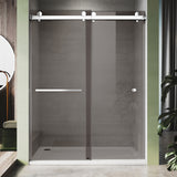 UKD01-56 to 60 in. W x 80 in. H Double Sliding Frameless Shower Door, Enduro Shield 3/8 in. Gray Glass