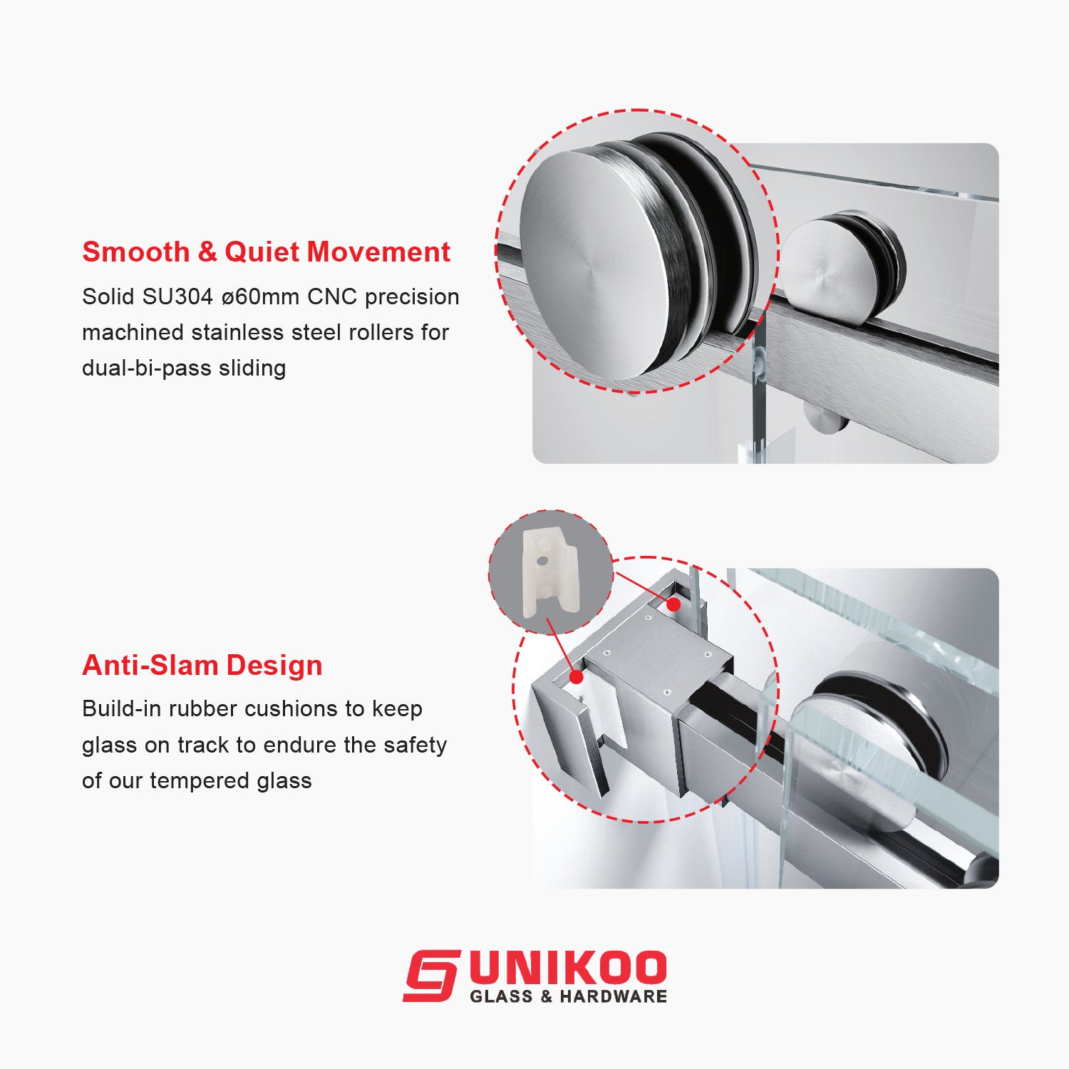 UKD01 61 to 65 in. W x 76 or 80 in. H Double Sliding Frameless Shower Door in, EnduroShield 3/8 in. Clear Glass -wholesale